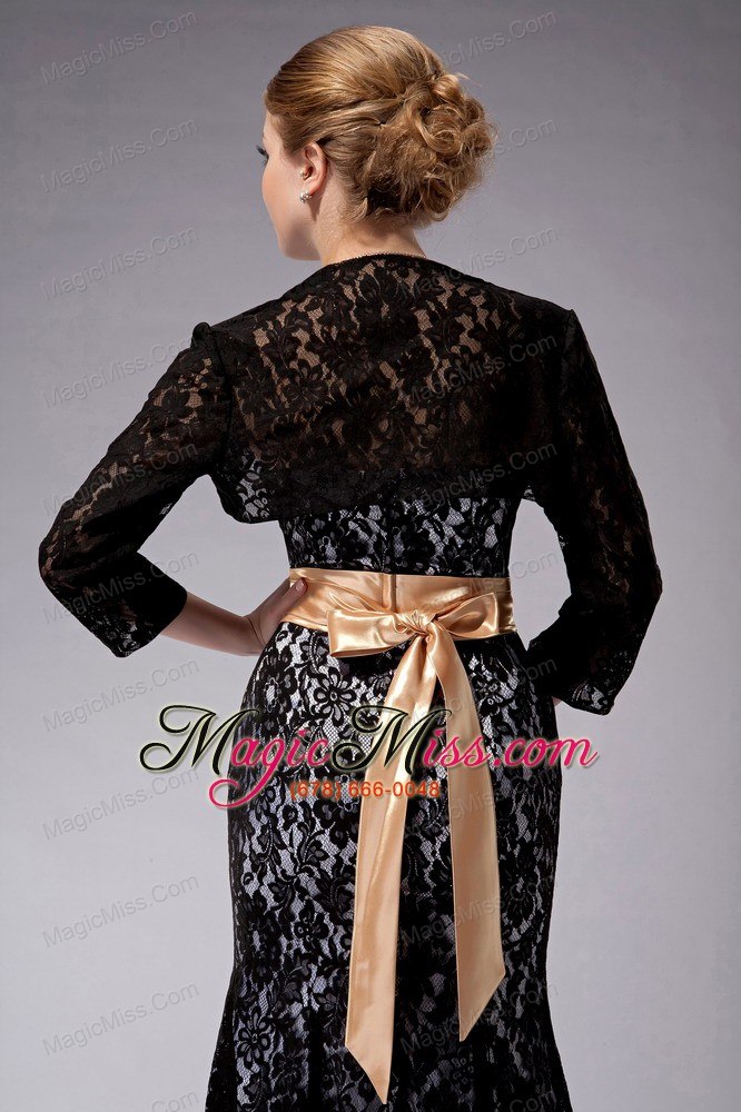 wholesale black column strapless floor-length lace sashes mother of the bride dress