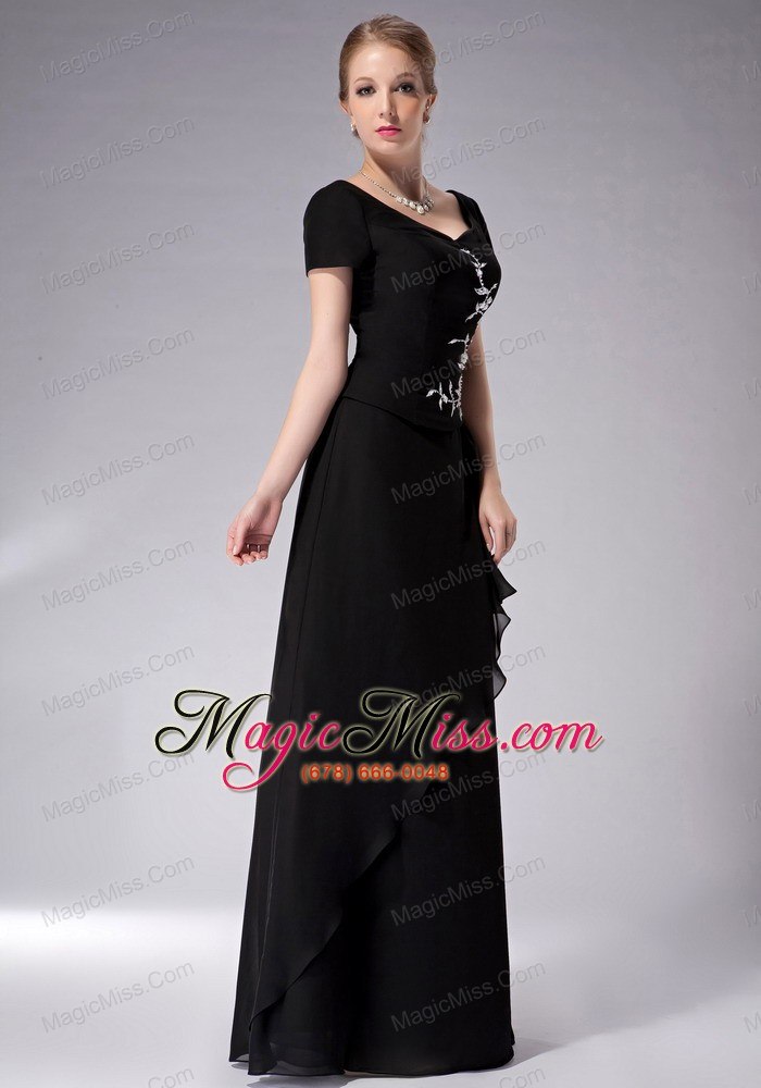 wholesale black empire scoop floor-length chiffon appliques mother of the bride dress