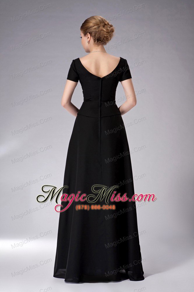 wholesale black empire scoop floor-length chiffon appliques mother of the bride dress