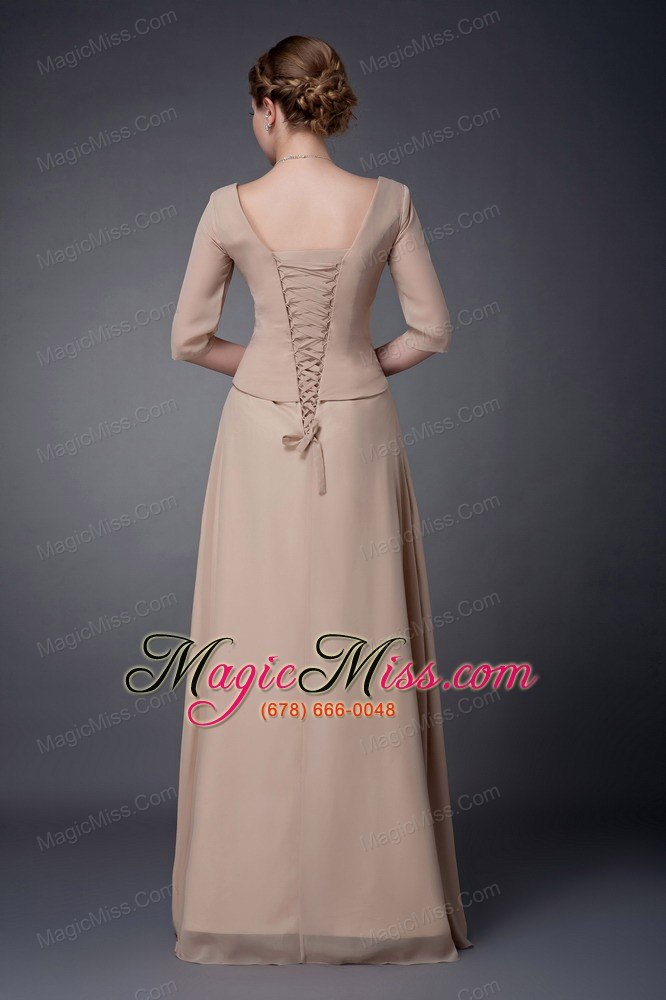wholesale champagne empire v-neck floor-length chiffon beading mother of the bride dress