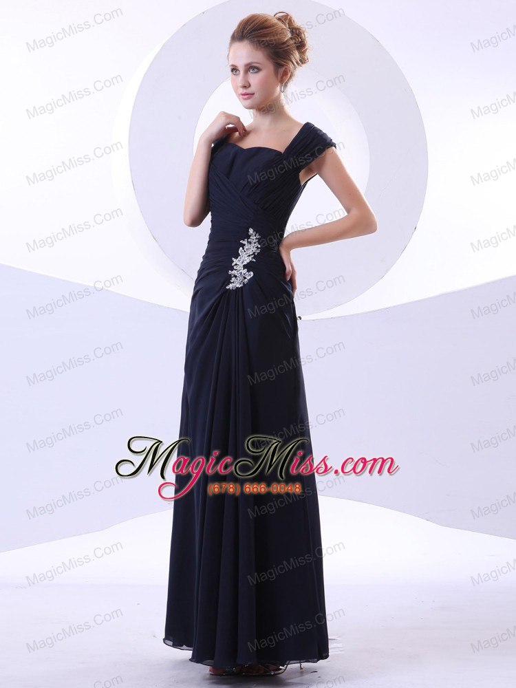 wholesale appliques decorate bodice ankle-length straps navy blue 2013 prom dress