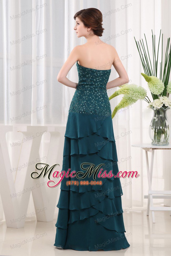 wholesale beading column strapless chiffon floor-length teal prom dress