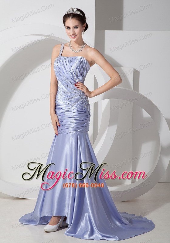 wholesale customize lilac prom dress column one shoulder
