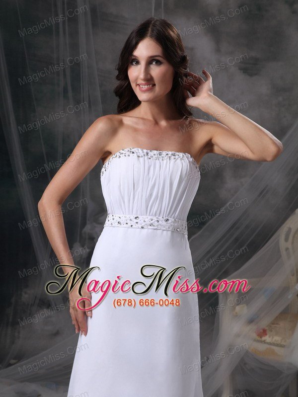 wholesale white column strapless floor-length chiffon beading and ruch prom / celebrity dress