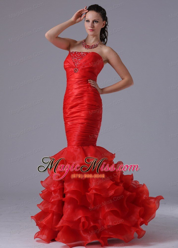wholesale red mermaid sheath ruffles layered ruched decorate and beading prom celebrity dress in berlin connecticut