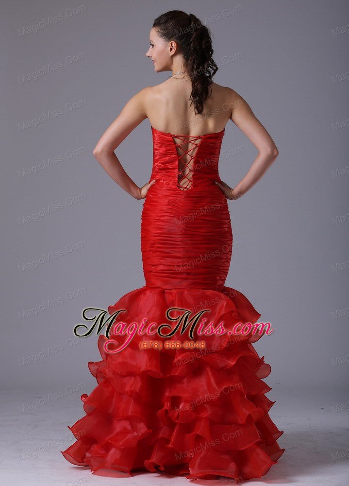 wholesale red mermaid sheath ruffles layered ruched decorate and beading prom celebrity dress in berlin connecticut