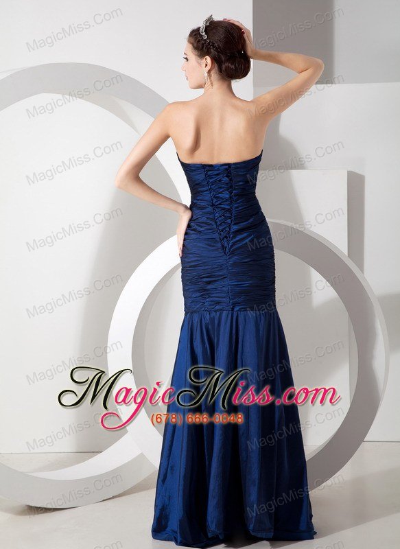 wholesale modern navy blue mermaid prom dress with ruch and beading