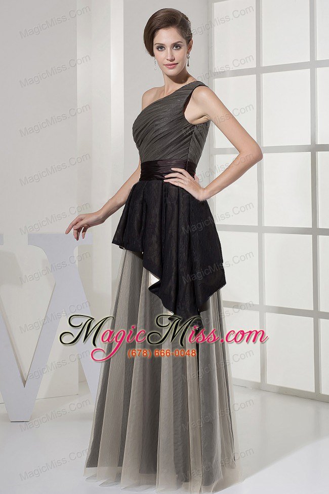 wholesale one shoulder and ruched bodice for prom dress with floor-length
