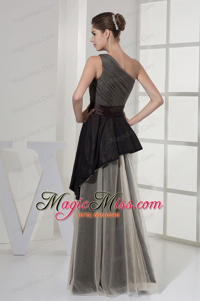 wholesale one shoulder and ruched bodice for prom dress with floor-length
