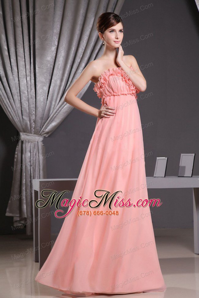 wholesale watermelon elegant prom dress with hand made flowers