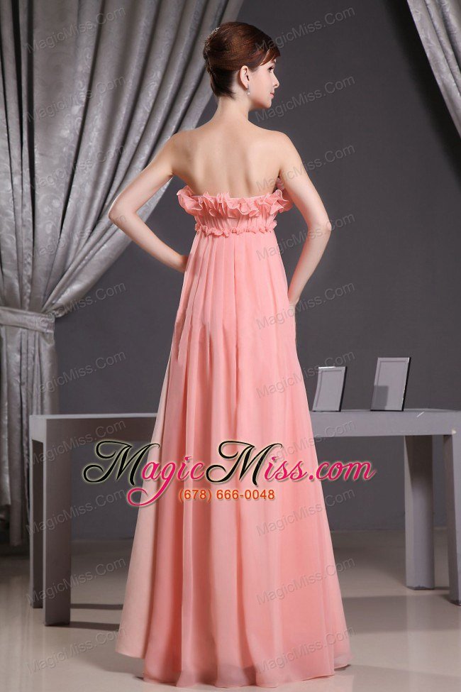 wholesale watermelon elegant prom dress with hand made flowers