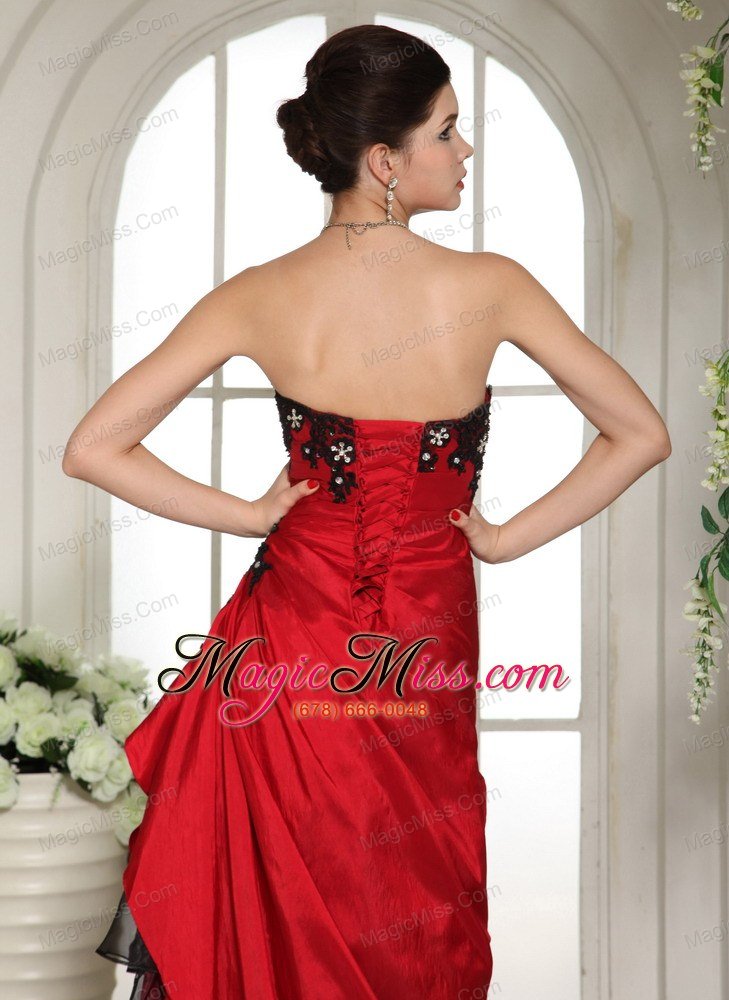 wholesale 2013 wine red ruffled layeres prom dress with appliques and ruch