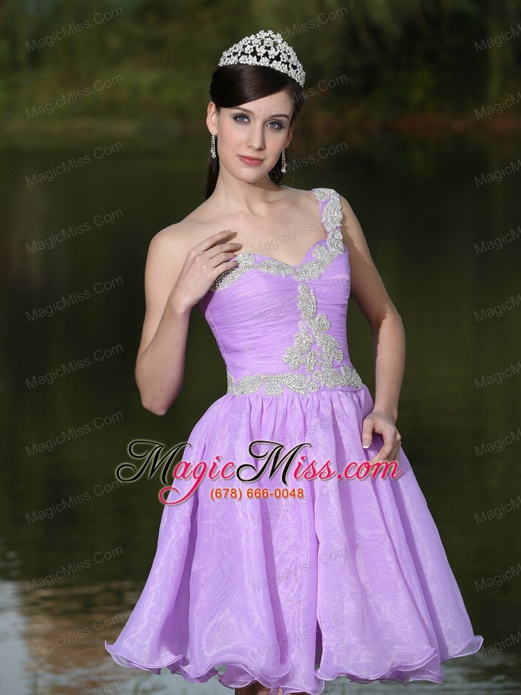 wholesale lavender one shoulder prom dress for cocktail party with beaded decorate