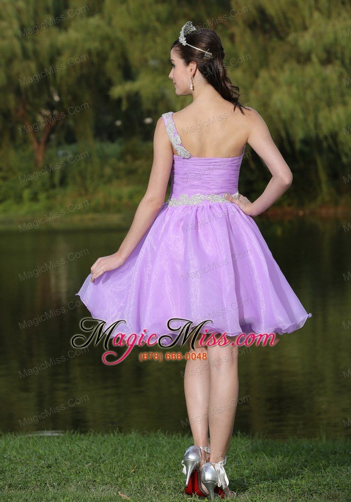 wholesale lavender one shoulder prom dress for cocktail party with beaded decorate