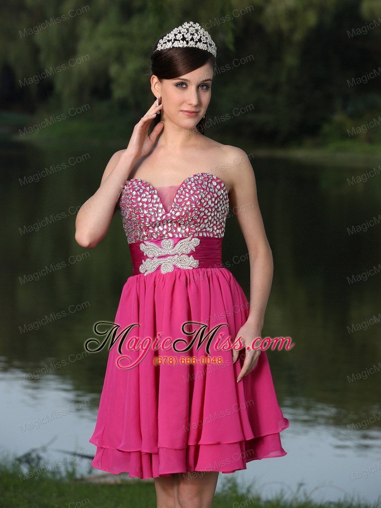wholesale custom size beaded decorate bust hot pink for prom / cocktail party dress