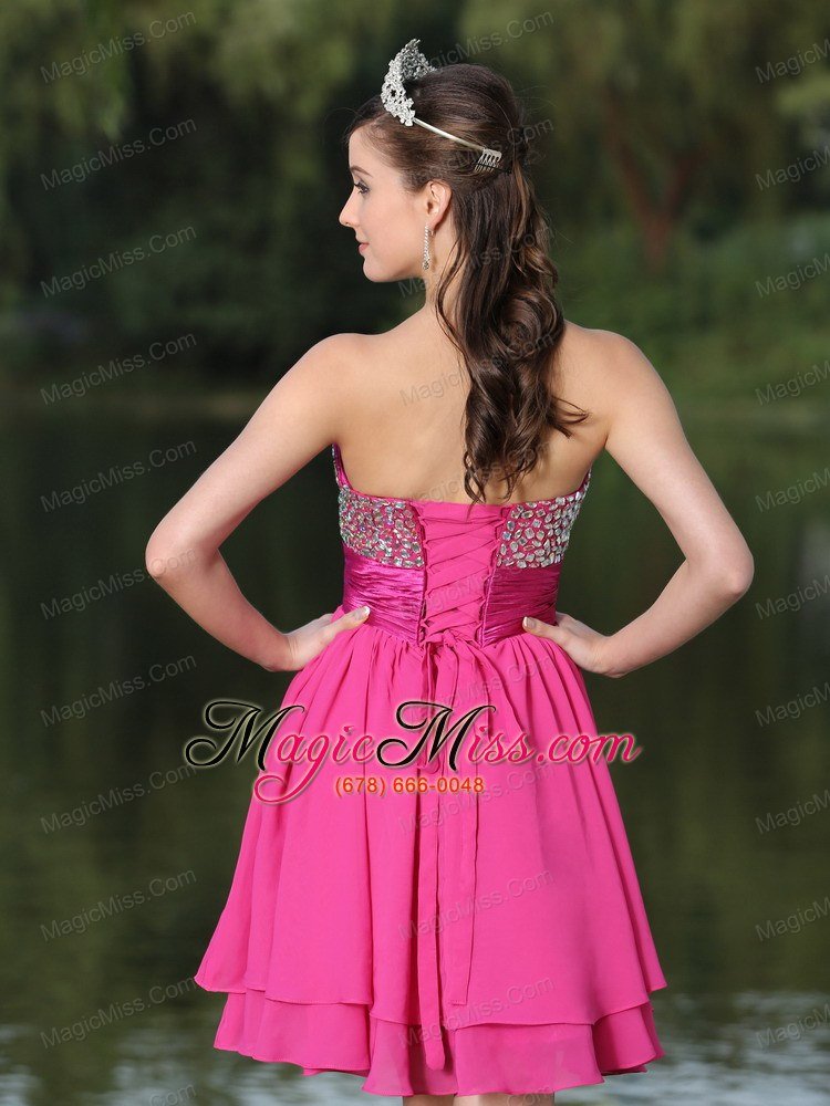 wholesale custom size beaded decorate bust hot pink for prom / cocktail party dress