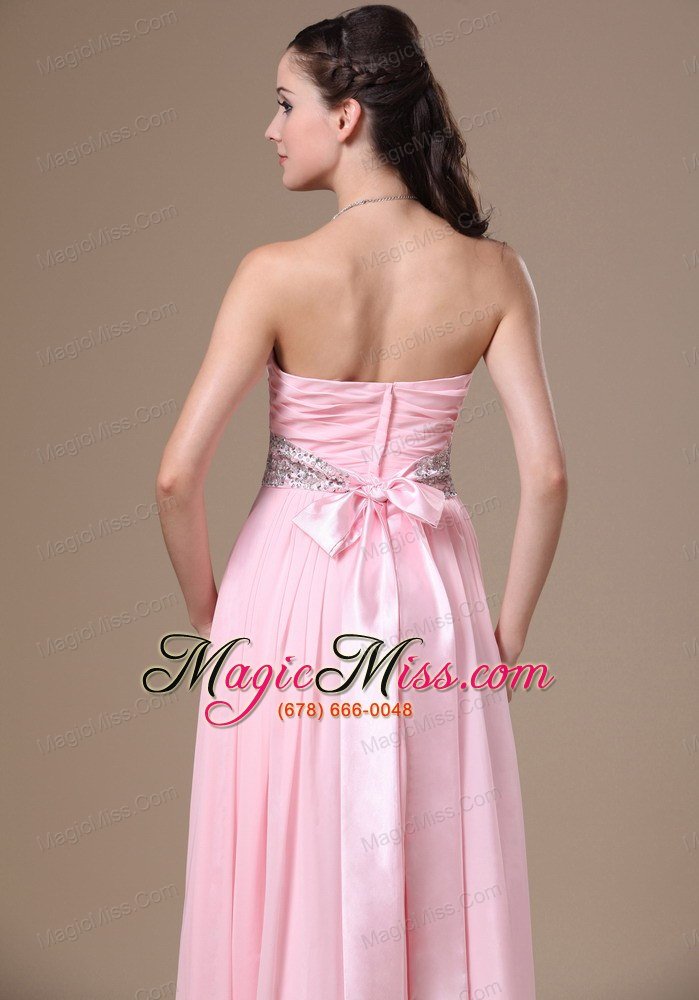 wholesale beaded decorate waist chiffon sweetheart pink empire 2013 prom dress
