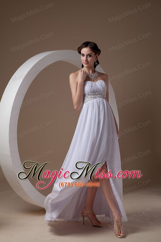 wholesale simple white white sweetheart prom dress chiffon and elastic wove satin