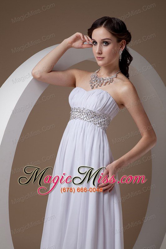 wholesale simple white white sweetheart prom dress chiffon and elastic wove satin