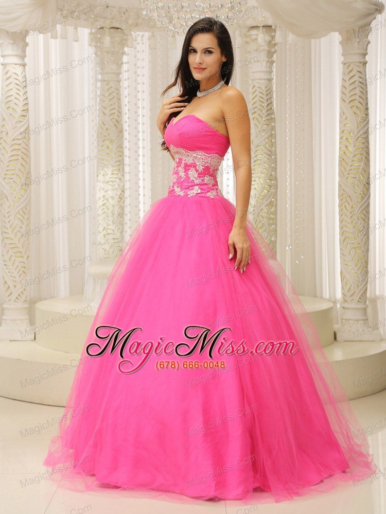 wholesale a-line prom dress with sweetheart and appliques decorate waist tulle in california