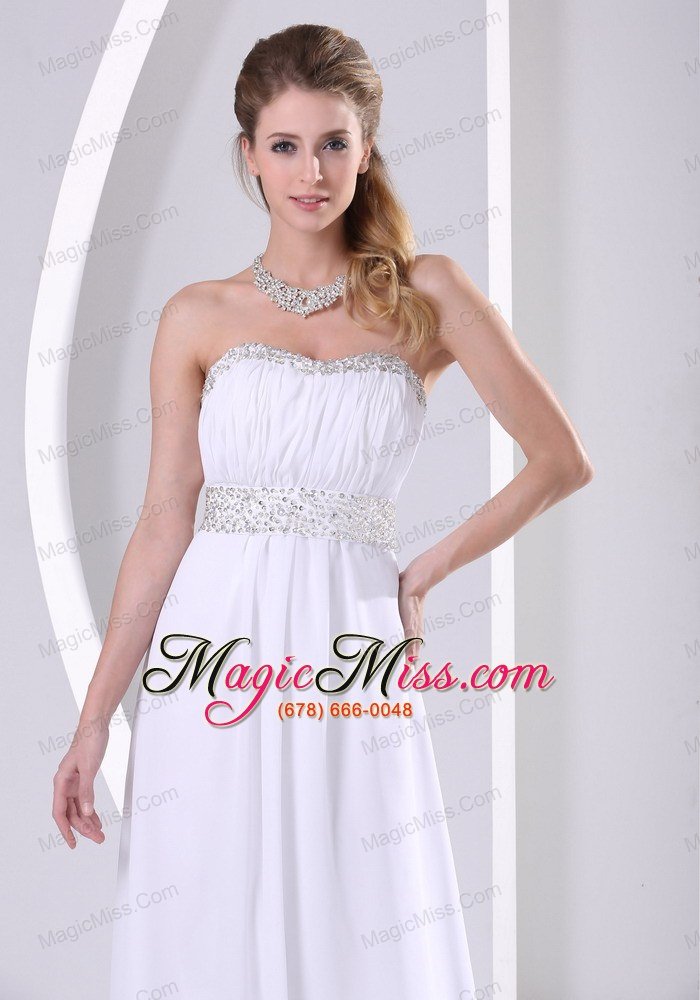 wholesale white chiffon beaded sweep train 2013 prom / evening dress for custom made