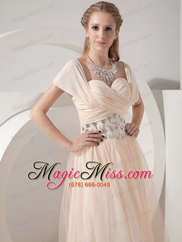 wholesale customize champagne column sweetheart mother of the bride dress chiffon beading floor-length