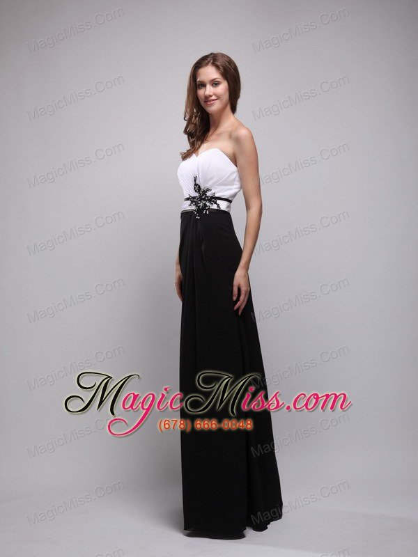 wholesale black and white column sweetheart floor-length chiffon appliques prom / evening dress