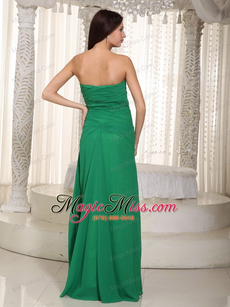 wholesale dark green empire sweetheart floor-length chiffon ruch prom dress