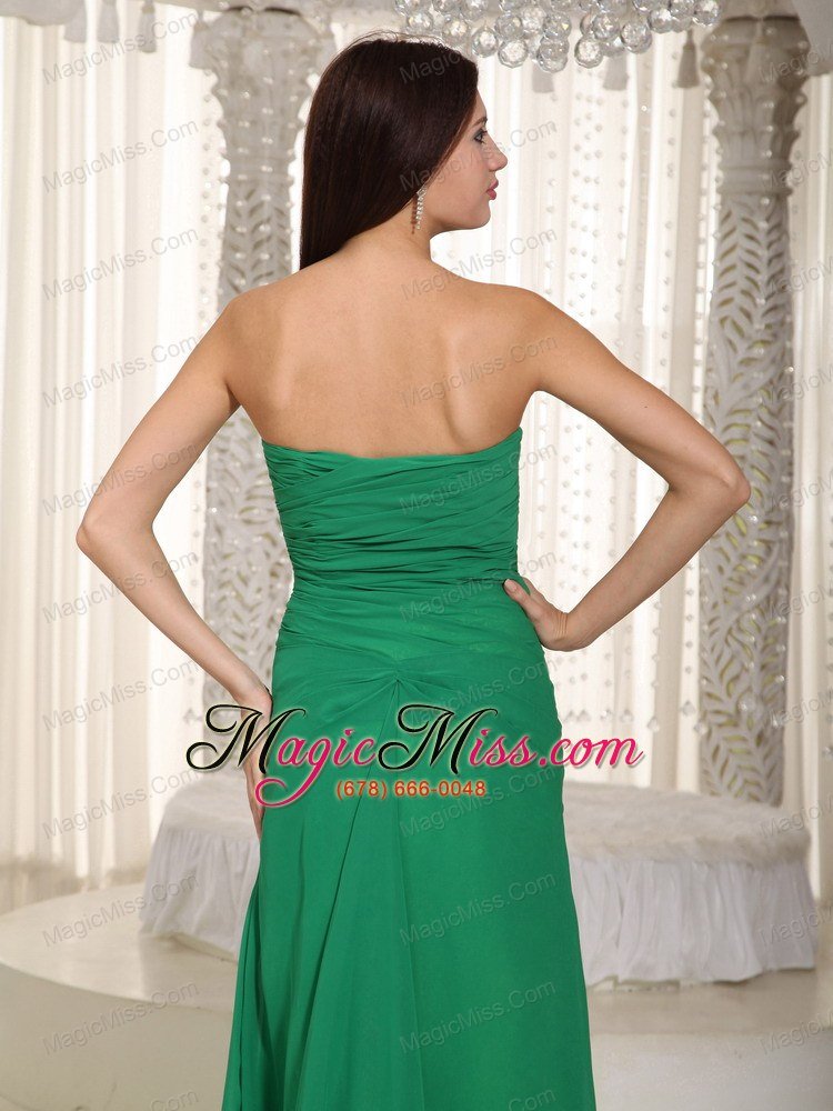 wholesale dark green empire sweetheart floor-length chiffon ruch prom dress