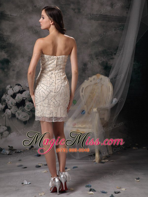 wholesale custom made champagne column prom / homecoming dress sweetheart taffeta beading mini-length