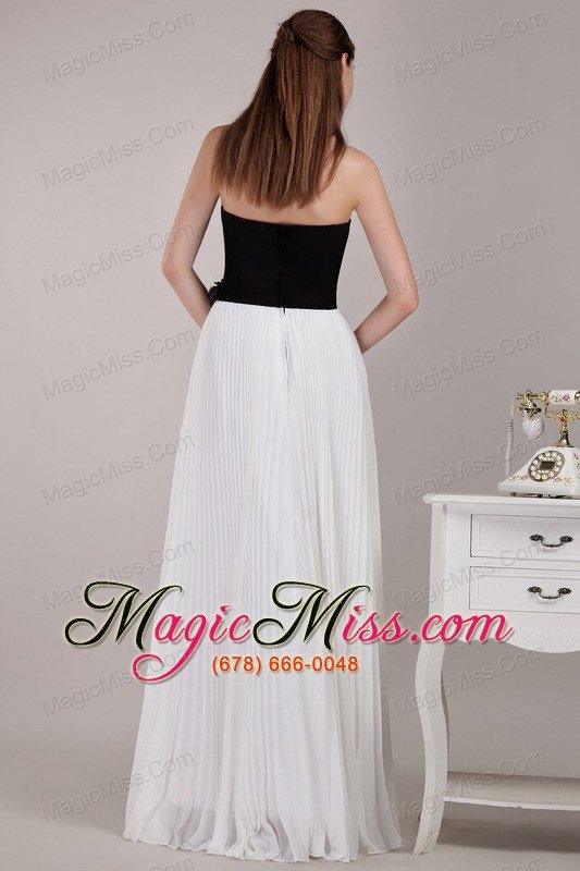 wholesale black and white empire strapless floor-length chiffon ruffles prom dress