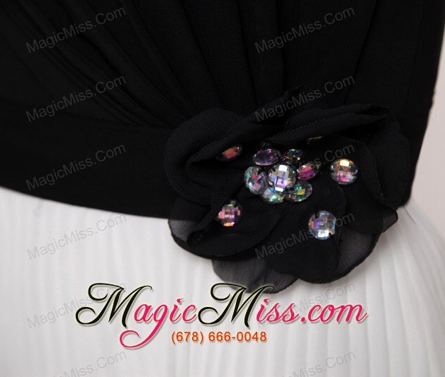 wholesale black and white empire strapless floor-length chiffon ruffles prom dress