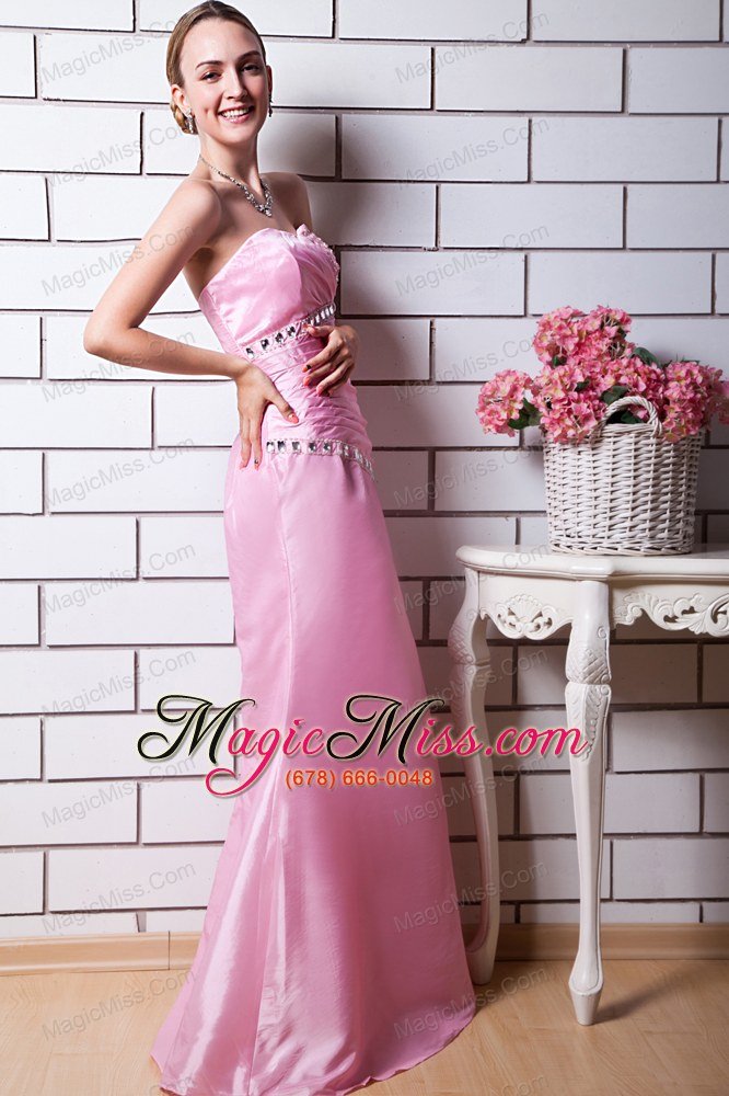 wholesale baby pink column sweetheart prom dress taffeta beading floor-length