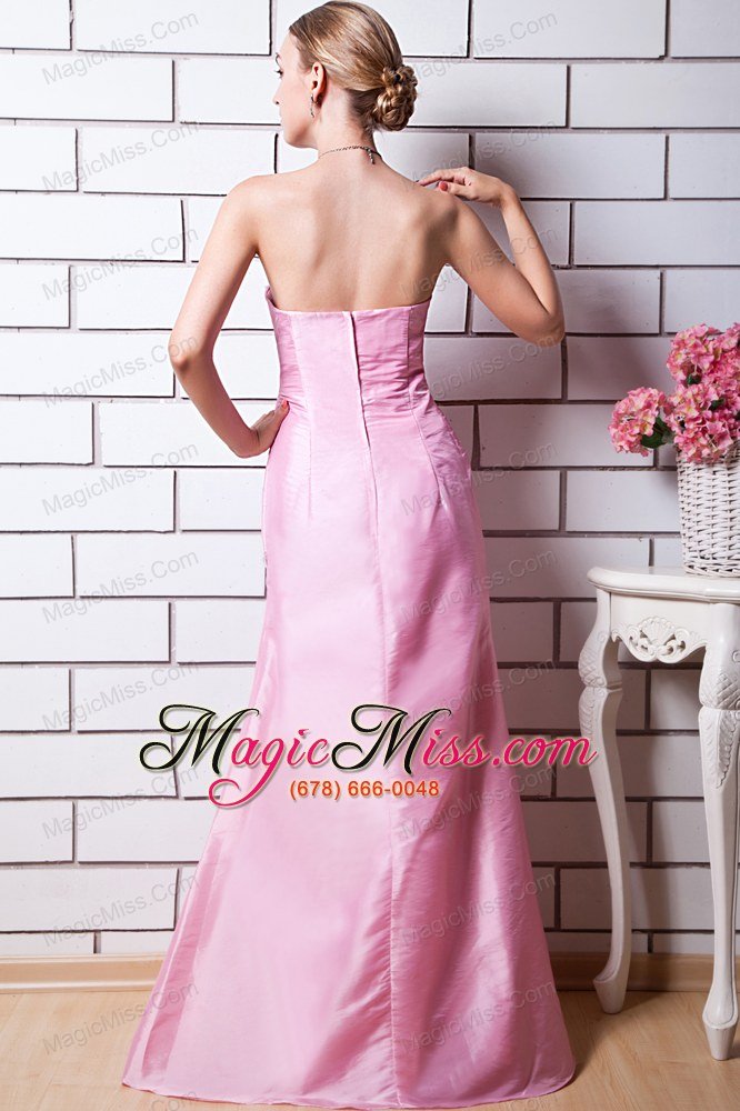wholesale baby pink column sweetheart prom dress taffeta beading floor-length