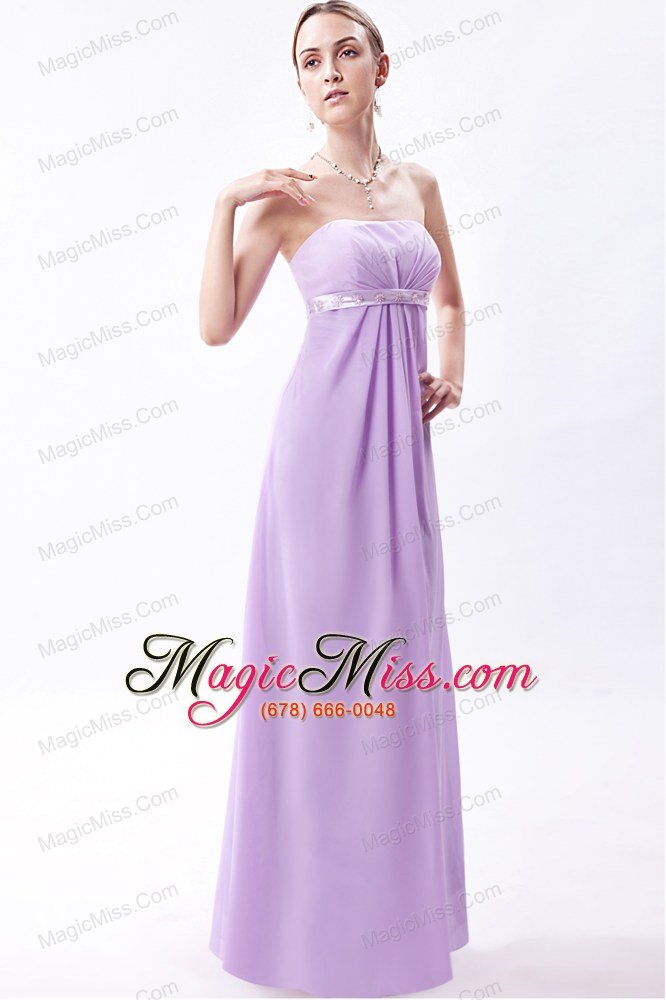 wholesale lavender empire strapless floor-length chiffon embroidery prom dress