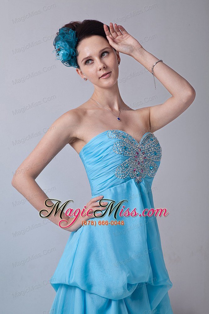 wholesale baby blue empire sweetheart high-low chiffon prom / homecoming dress