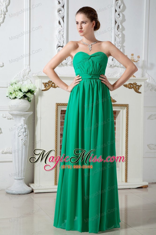 wholesale green empire sweetheart floor-length chiffon ruch prom dress
