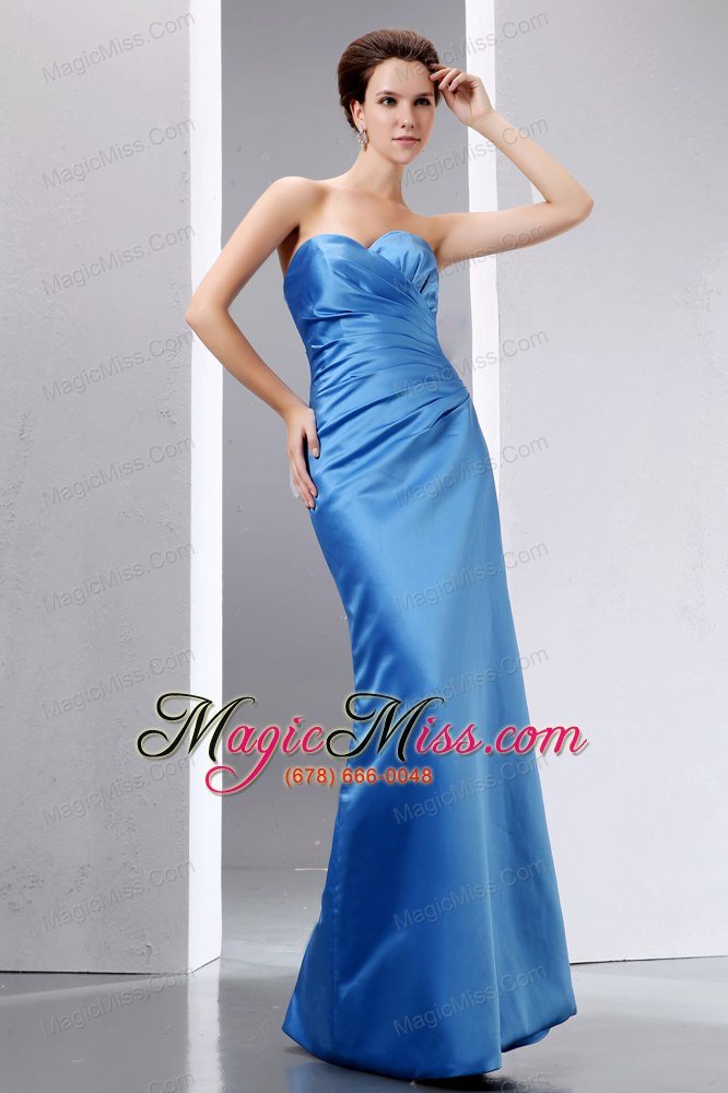 wholesale baby blue column sweetheart floor-length taffeta ruch prom dress