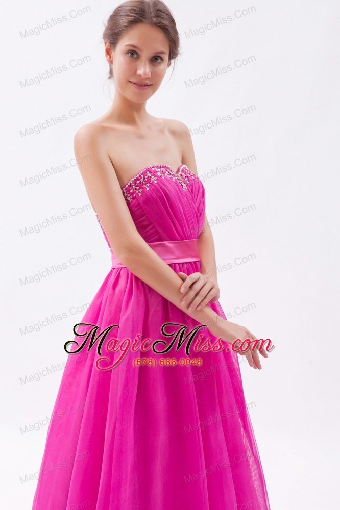 wholesale hot pink a-line sweetheartfloor-length tulle beading prom dress