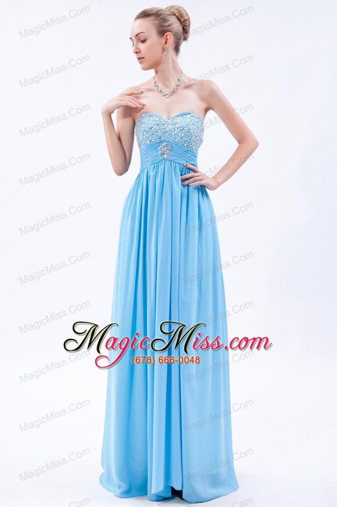 wholesale baby blue empire sweetheart floor-length chiffon beading prom dress