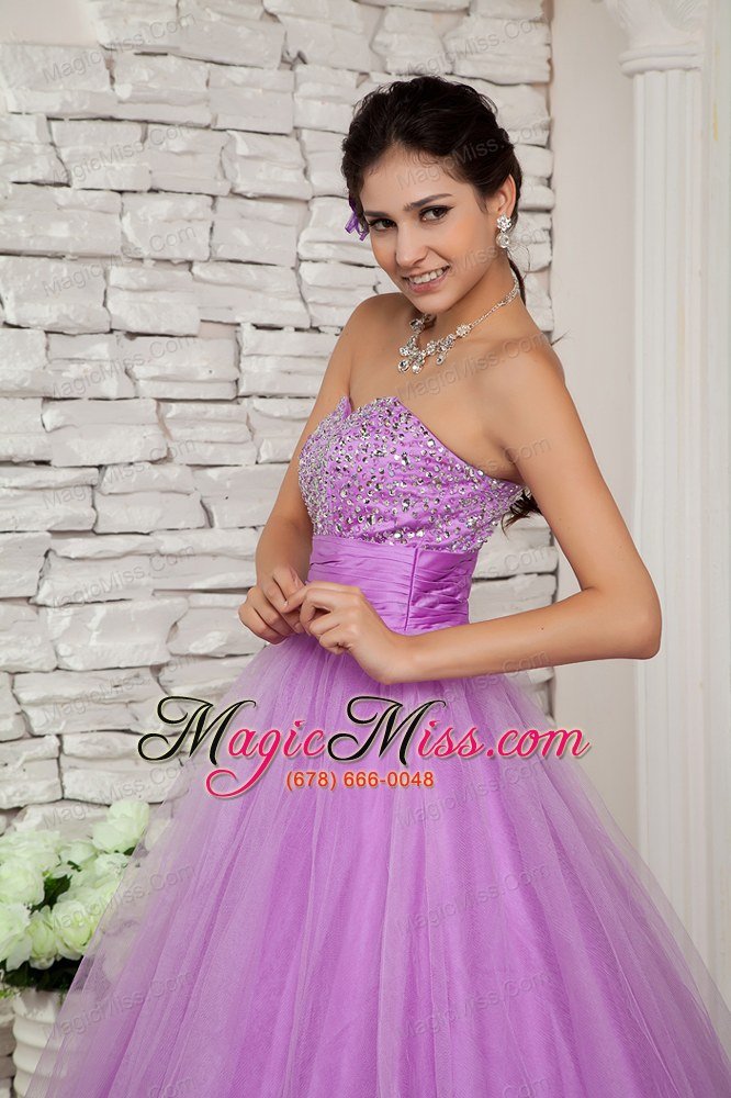 wholesale lavender a-line sweetheart floor-length organza beading prom dress