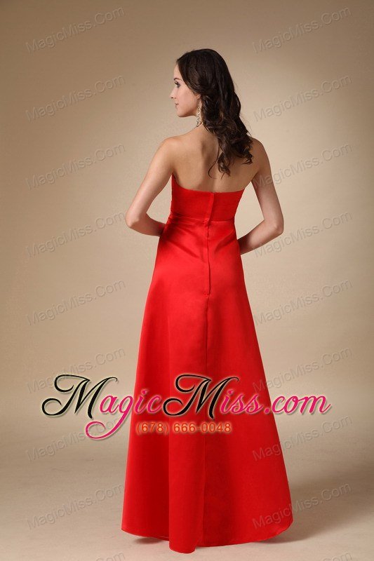 wholesale wine red a-line strapless floor-length taffeta beading and ruch prom dress