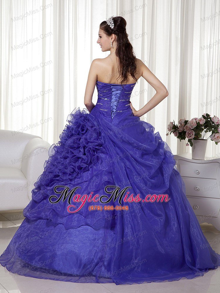 wholesale purple ball gown sweetheart floor-length organza beading and ruch quinceanera dress