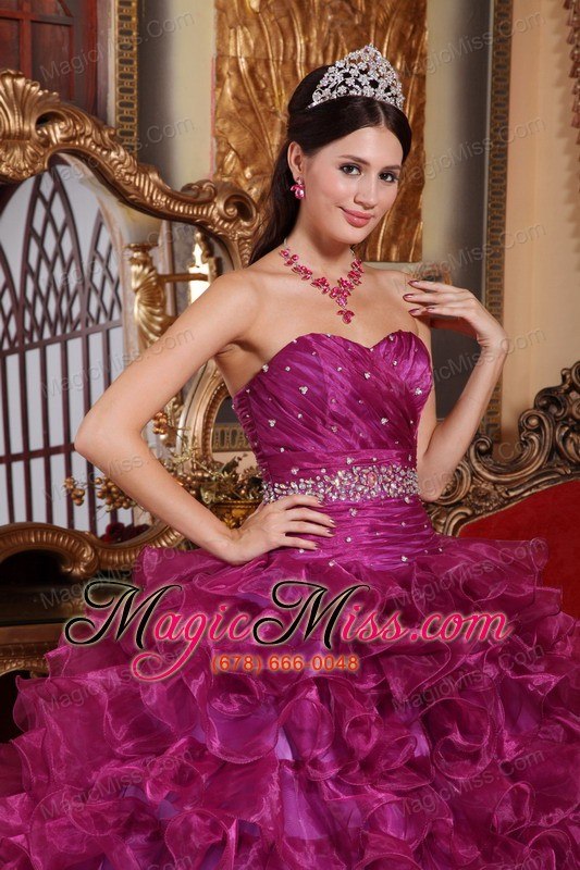wholesale purple ball gown sweetheart floor-length organza beading quinceanera dress