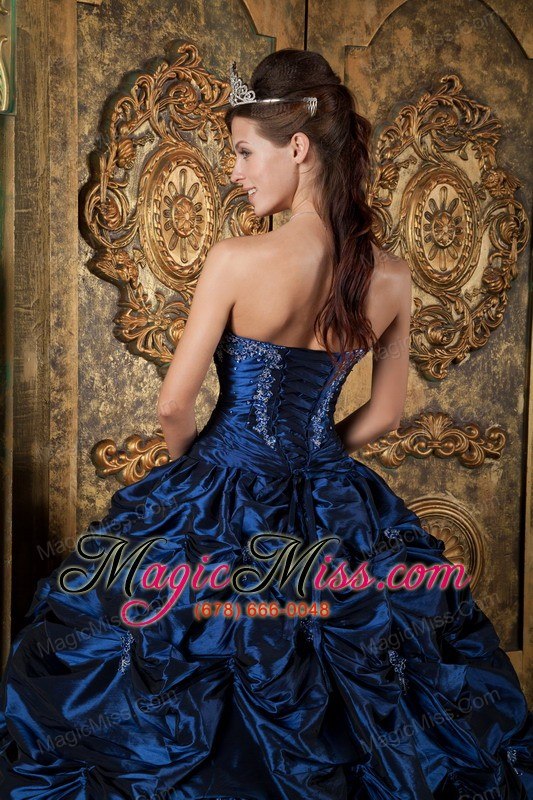 wholesale navy blue ball gown sweetheart floor-length picks-up taffeta quinceanera dress