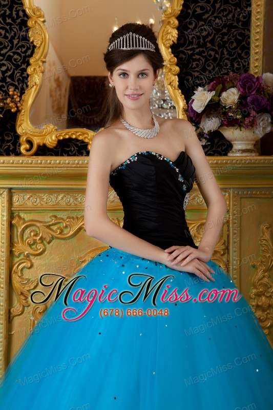 wholesale blue ball gown sweetheart floor-length beading tulle quinceanera dress