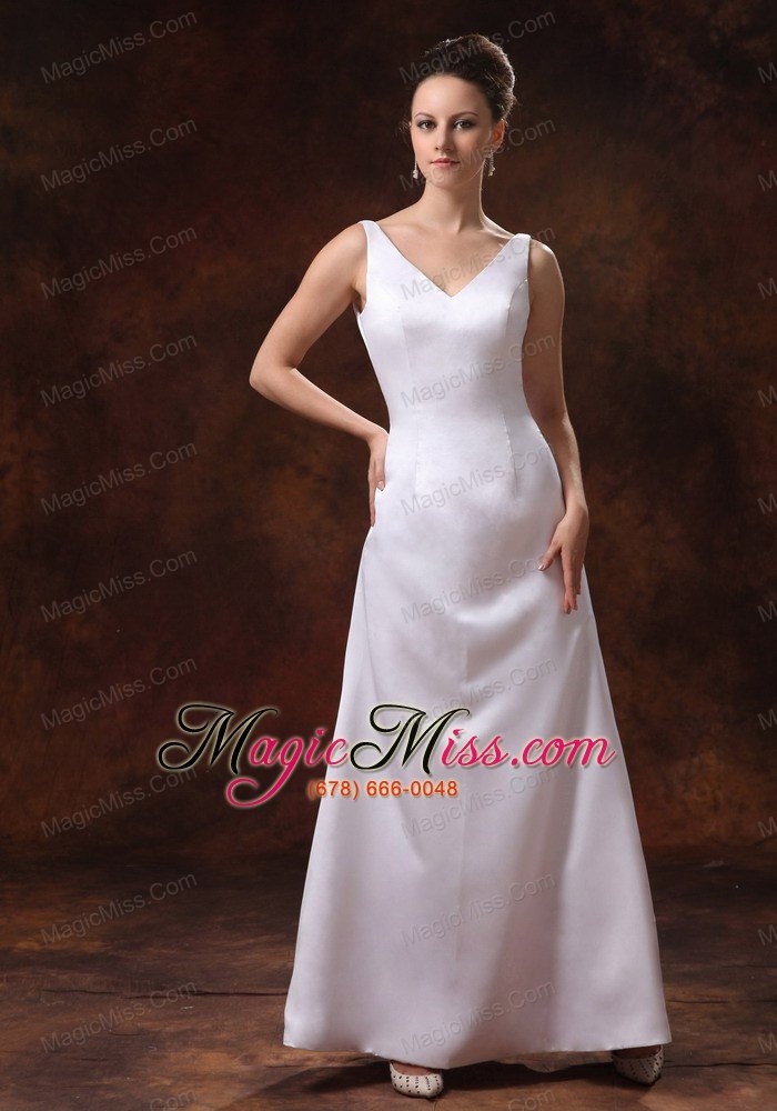 wholesale v-neck ankle-length satin mother of the bride dress for custom made in douglasville georgia