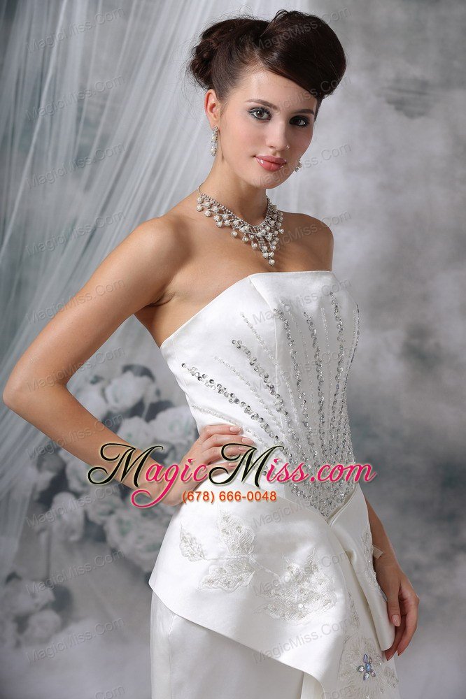 wholesale beautiful mermaid / trumpet strapless court train satin beading wedding dress
