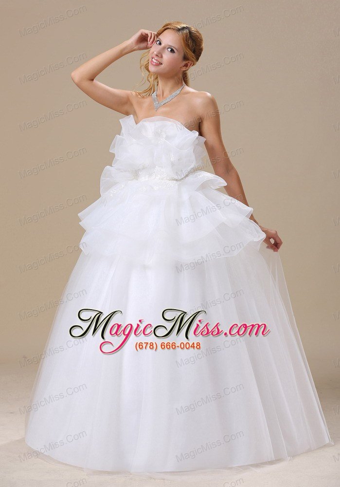 wholesale appliques decorate bust strapless floor-length organza exclusive style 2013 wedding dress