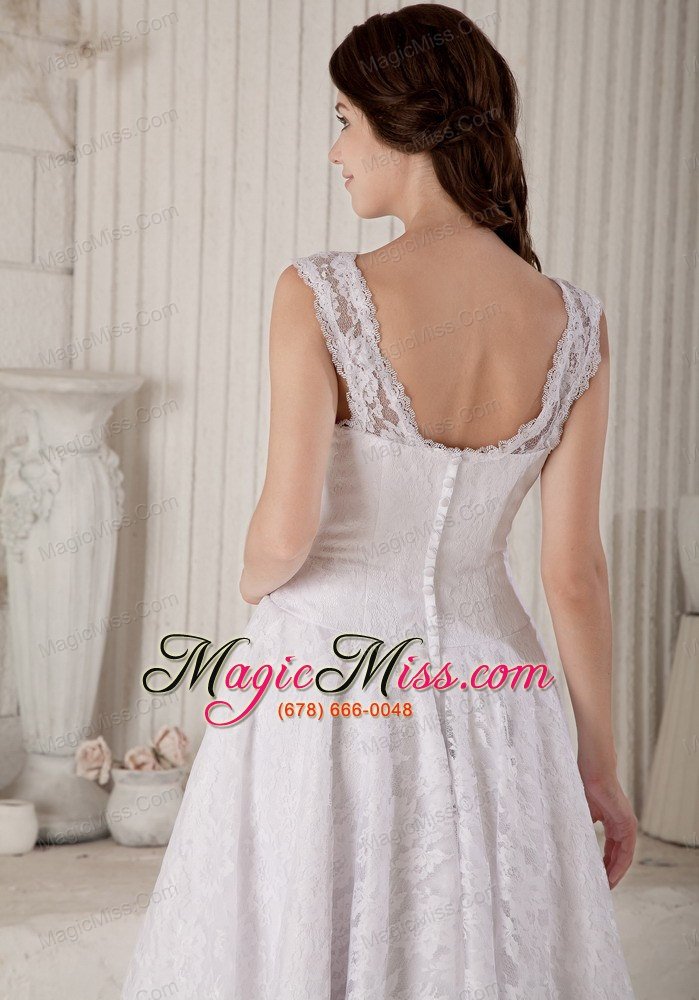 wholesale elegant a-line / princess scoop tea-length lace belt wedding dress